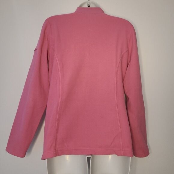 LL Bean Bright Pink Micro Fleece Full Zip Mock Neck M - Picture 2 of 9